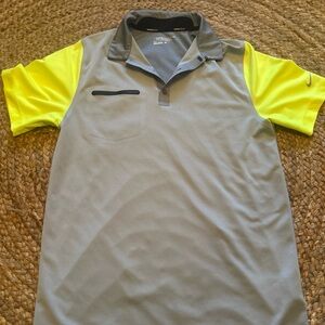 Nike Gray and Yellow Performance Polo Shirt